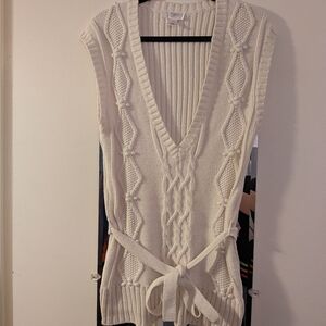 Anne Taylor Loft Cabled V Neck Sweater Vest Long